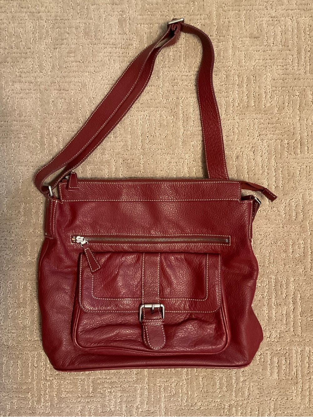 Vintage Danier Crossbody Messenger Bag Pebbled Leather Red EUC Classic Timeless